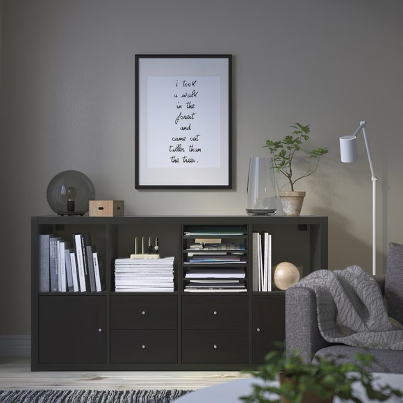 KALLAX Insert With 4 shelves, Black-Brown, 13”x13” (706.010.03) NEW - Picture 2 of 4